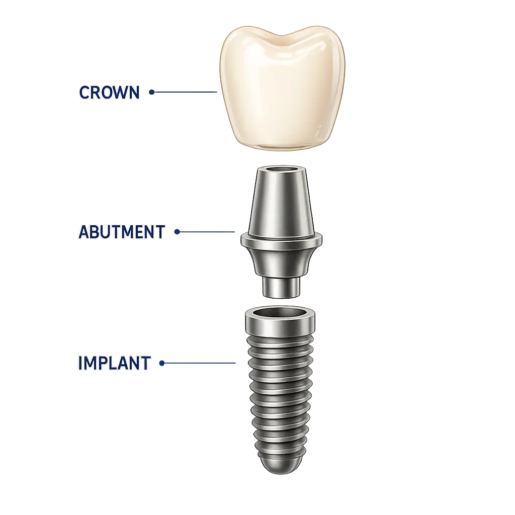 Dental Implant — Crown, Abutment, Implant